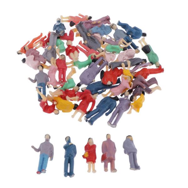 

50x miniature people figures model train diorama scenics building kit, 1:87 ho scale