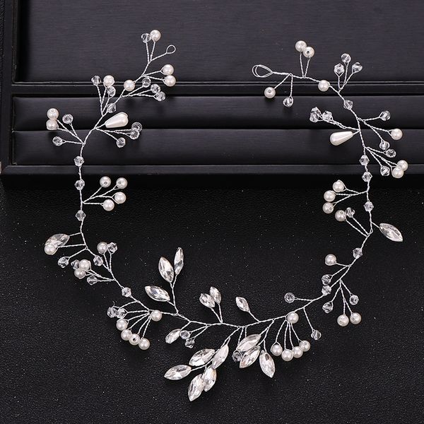 

new wedding hair accessories handmade baroque pearl rhinestone crystal headband bridal headdress princess tiara accessories, White;golden