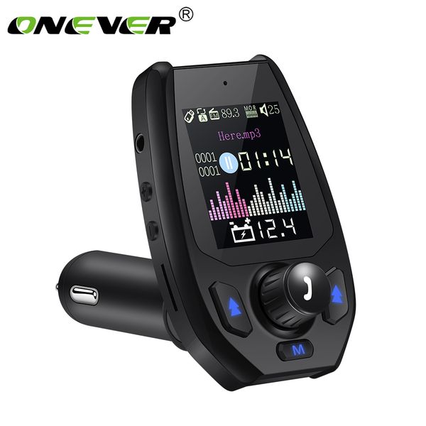 

car fm transmitter bluetooth car charger kit 1.8 inch color screen modulator fm player vehicle adapter 2 usb port aux port