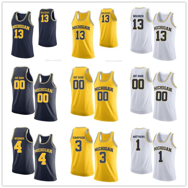 

Mens Youth 13 Ignas Brazdeikis Moritz Wagner 3 Zavier Simpson Charles Matthews Poole Custom Kids Michigan Wolverines NCAA Basketball Jerseys
