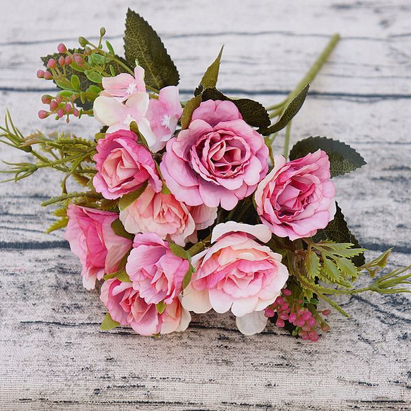 

1pcs artificial rose silk flowers white camellia peony bouquet room home decor
