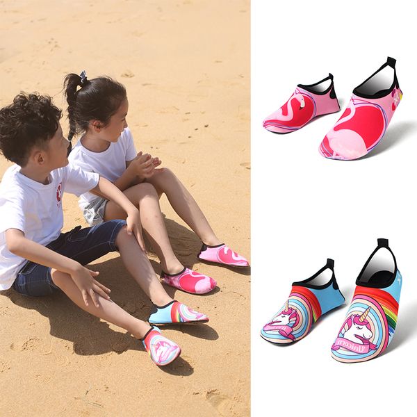 

kids girls boys water shoes light weight barefoot quick-dry yoga socks for beach swimming sports cartoon shoes, Black