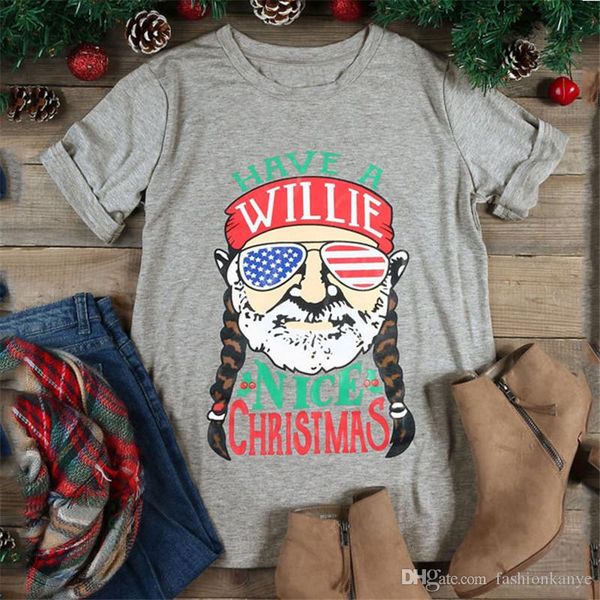 

женщины лето рождественских печати tshirt дизайнер crew neck свободный свободный tops мода офис леди streetwear tee, White