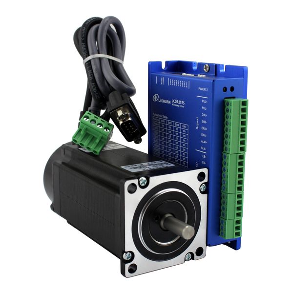 

личуань 4.8 н. м 680oz.в nema24 замкнутый контур шагового двигателя и водитель с 5 м кабель датчика 2 фаза l-112мм д=8мм dc20-50в 6а