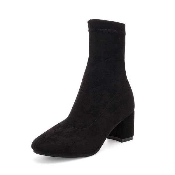 chunky heel suede boots