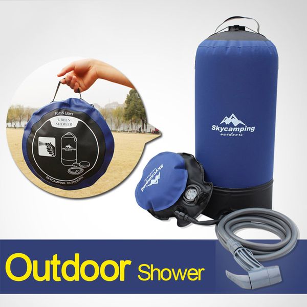 

outdoor 11l pvc pressure shower portable inflatable camping shower with foot pump lightweight water bag for outdoors camping