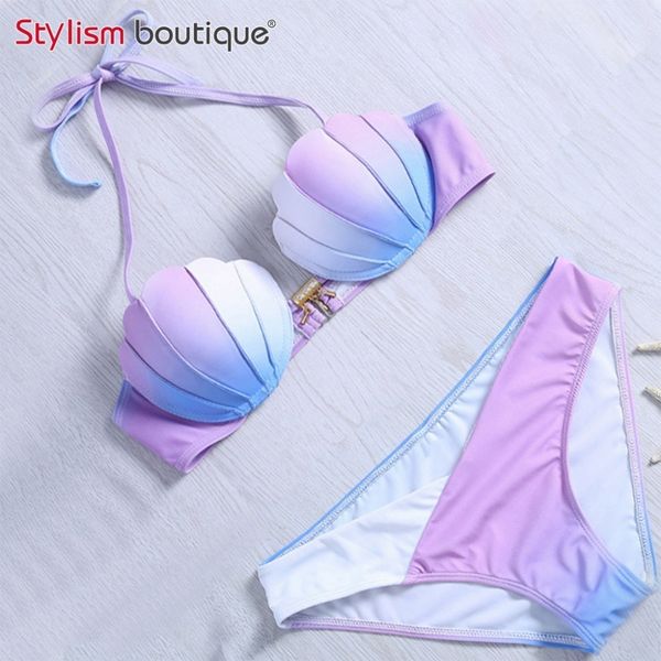 Bikini Womens Set Mermaid Shell Bra Swimwear Padded Push up Swimsuit Hot