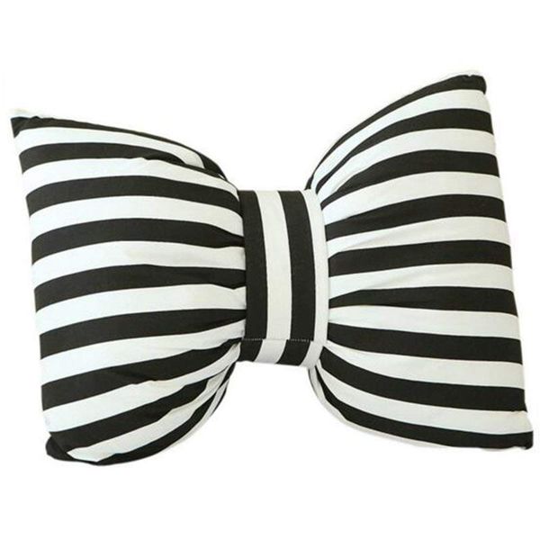 

black and white striped bow pillow sofa decor cushions