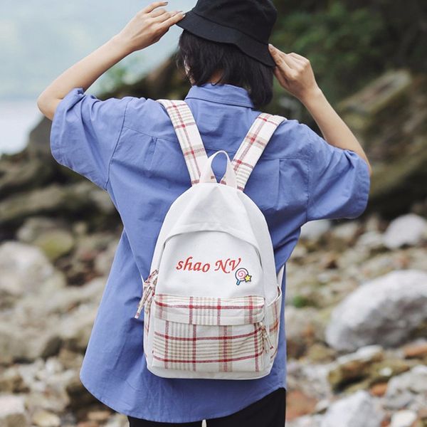 

vintage sense girl's сердце школа сумка средней школа студент колледжа корейский стиль девочек холст рюкзак 2019 новый стиль япония