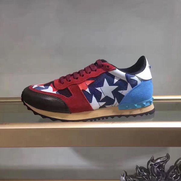 

new shoes [original box] fashion stud camouflage sneakers shoes footwear men,women flats luxury designer rockrunner trainers casual shoes y4, Black