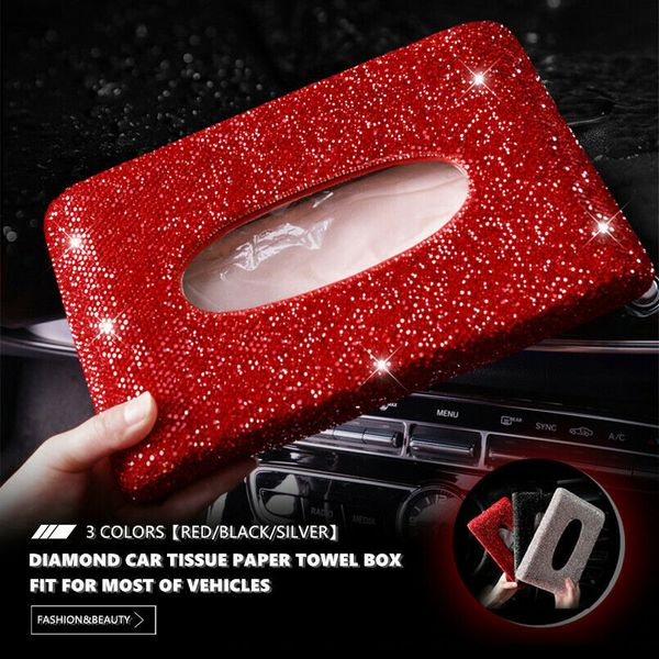 

bling lady crystal diamond rhinestone car auto tissue box paper towel case cover