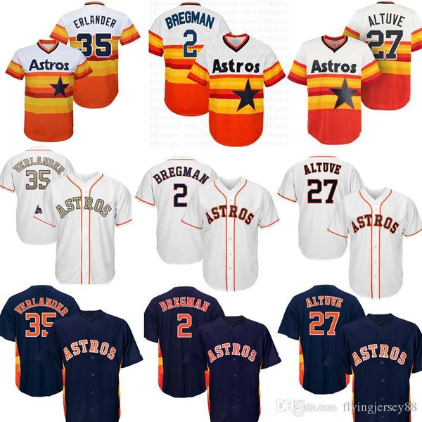

Astros 2 Alex Bregman 35 Justin Verlander Houston Astro Jersey 27 Jose Altuve 4 George Springer 1 Carlos Correa Baseball Jerseys