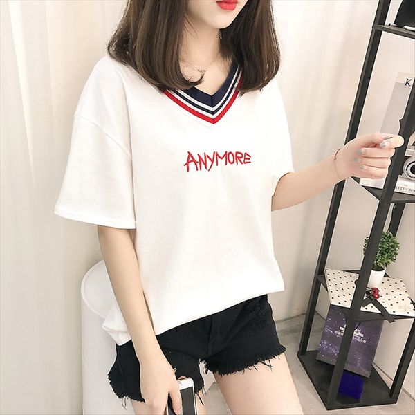 

huajieting 2020 embroidered short-sleeved t-shirt female huajieting 2020 embroidered short-sleeved t-shirt female, White
