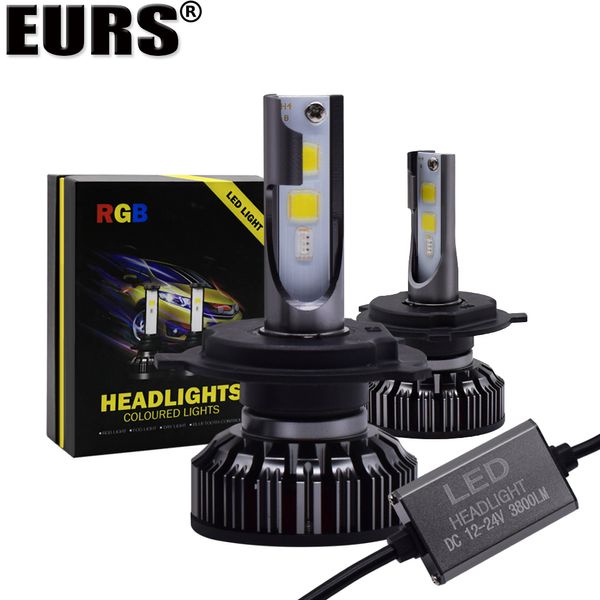 

eurs(tm) new led car headlights rgb light bluetooth control h1 h3 h4 h7 h11 auto fog lamp 880 9005 9006 cob high brightness 20w