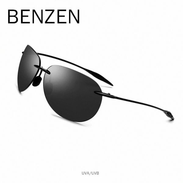 

benzen ultralight tr 90 rimless sunglasses men vintage sun glasses for male uva/uvb nylon lens black 9356, Blue