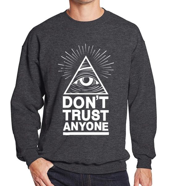 

2017 hoodies men sweatshirt spring winter dont trust anyone illuminati all seeing eye printed fashion cool men's sportwear kpop, Black