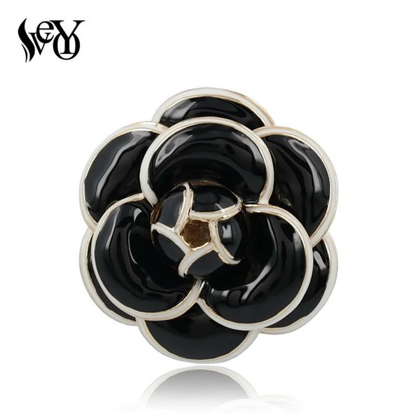 

veyo refined elegant glazed designers camellia flower broochs for women fashion jewelry zinc alloy, Gray