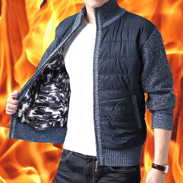 

2019 winter parkas men -30degrees new knitting men jacket coats black warm jacket casual parka thick coat for winter, Tan;black
