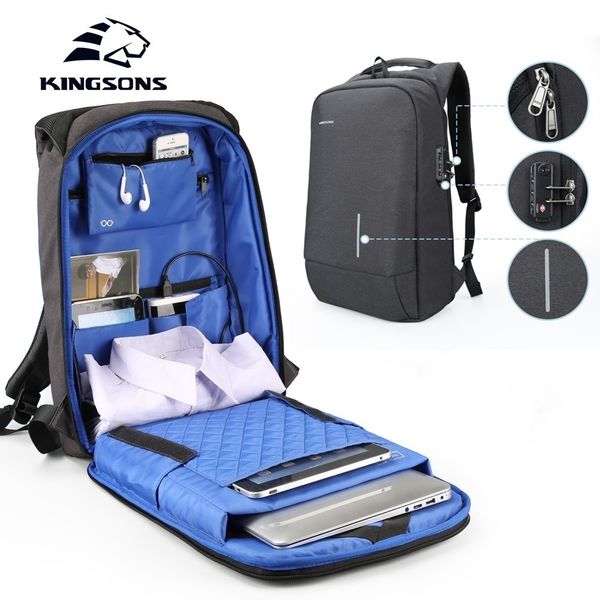 

fashion women kingsons men 13 15 inch lapwith anti-theft lock leisure travel backpack student school bag