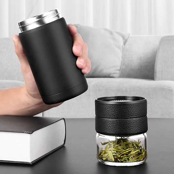

abss-400ml+200ml tea partition cup glass tea strainer mug bottle vacuum flask water bottle