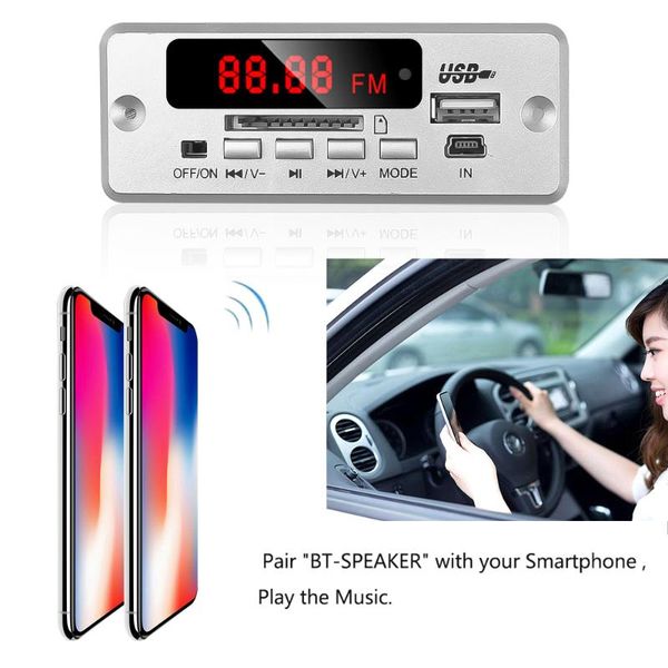 

wireless bluetooth mp3 decoder board wma audio module usb tf fm aux for car speaker for radio silver remote control