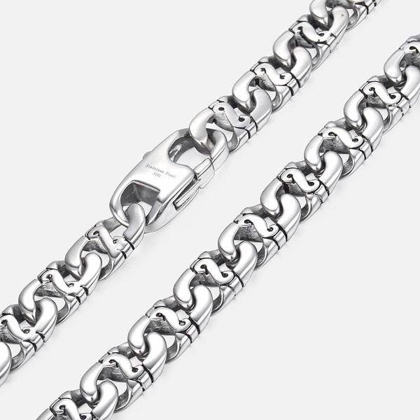 

davieslee mens necklace 316l stainless steel biker chain necklaces for men silver wholesale punk jewelry 9.5mm 18-36inch lhn01 cj191224