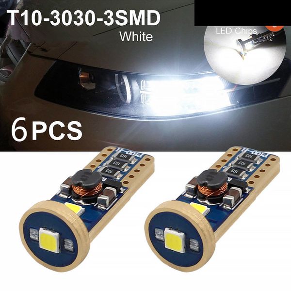 

6 piece led canbus w5w 194 168 w5w t10 3030 led parking light auto wedge clearance lamp silica bright license light bulbs