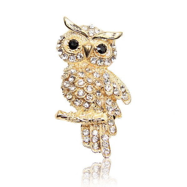 

temperament lovely cartoon fully-jewelled owl brooch suit pin brooch, Gray