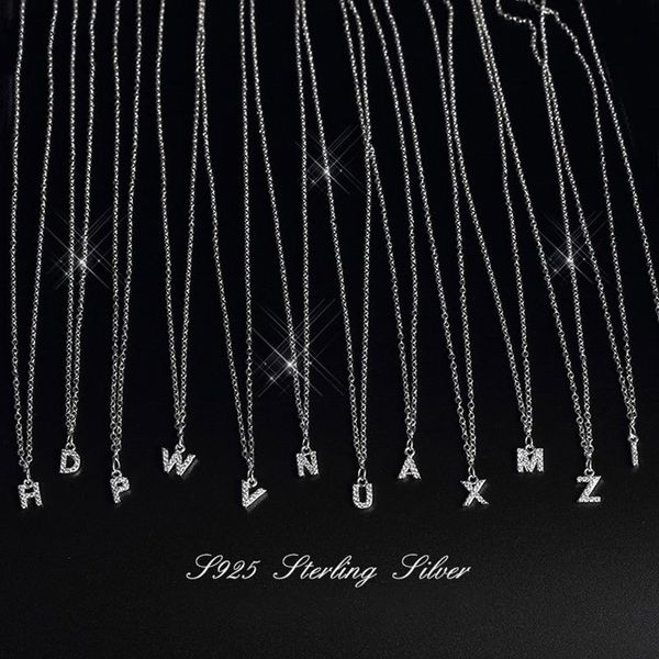 

ins full zircon a~z initial letters pendants necklaces for women 925 sterling silver name necklaces
