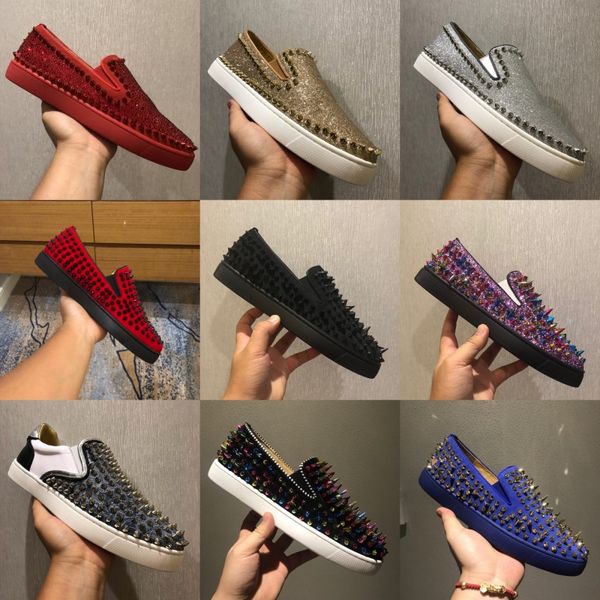 

red bottom sneakers casual shoes mens womens low black designer full spikes roller boat flats skateboard loafers luxury man woman shoe
