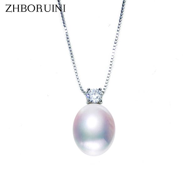 

zhboruini 2019 нового ожерелье ювелирных изделия перлов естественных пресноводных цирконов подвески 925 ювелирных изделия стерлингового сере, Silver