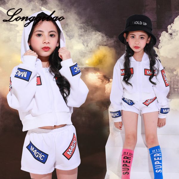 

детские костюмы хип-хоп хип-хоп новые девушки сценические костюмы костюмы детские хип-хоп костюмы джазовый танец одежда, White