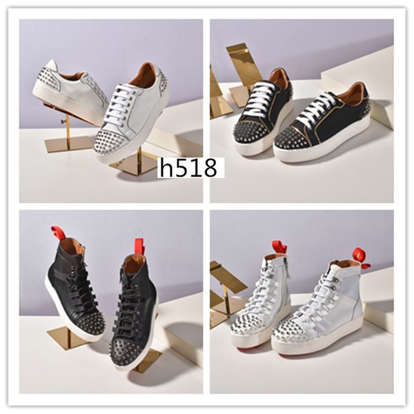 

with box new latest bottom sneakers sock donna flats with krystal spikes, red sole sneakers for men women on the go1, Black