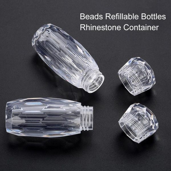 

2pcs/set nail beads refillable bottles 5g transparent empty manicure nail art sequins makeup cream rhinestone container bottle, Silver