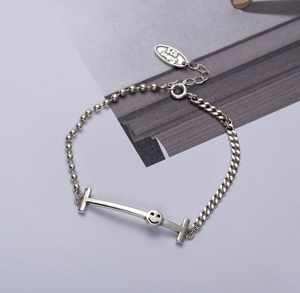 

vintage handmade 925 sterling silver smiling face beads chain thai silver jewelry for women, Black