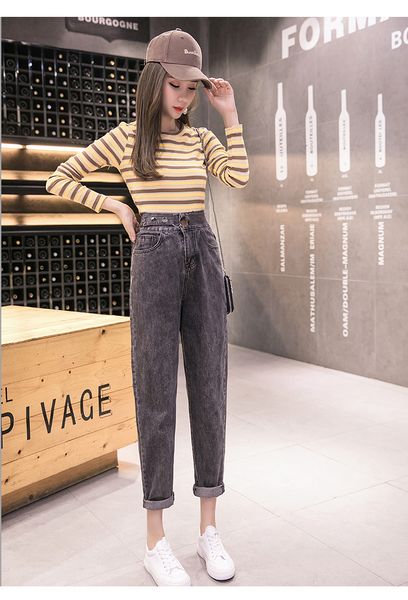 

light grey cowboy female wide-legged fashion new pants, Blue