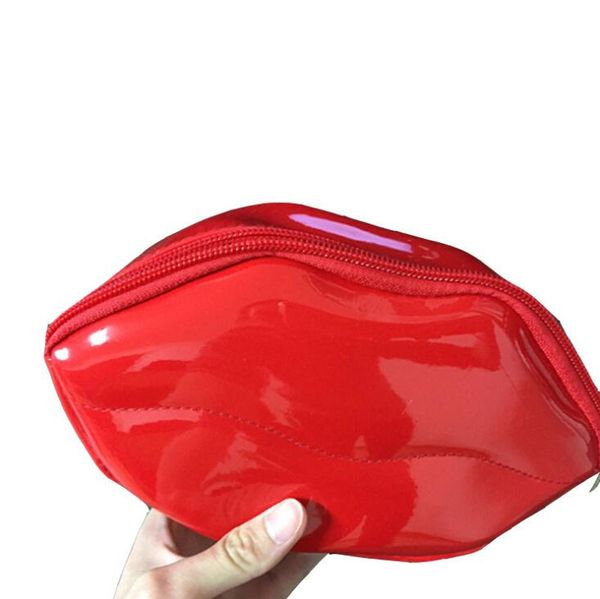 

creative lips makeup bag women new fashion handbags large capacity cosmetic bags fashion adhesive pu change purse