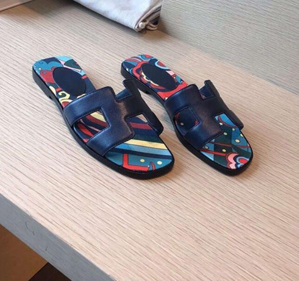 

women summer slippers new arrived colorful soft casual original fashion ladies art graffiti print h lady beach slippers, Black