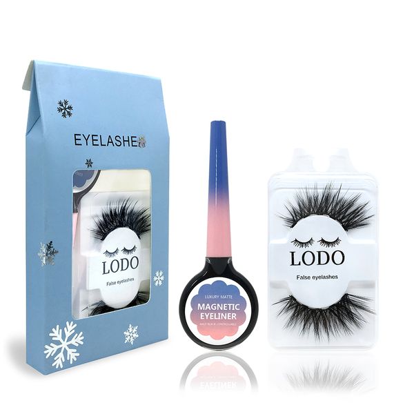 

magnetic false eyelashes with eyeliner three magnetized fiber glue 3d false mink eyelashes thick curling