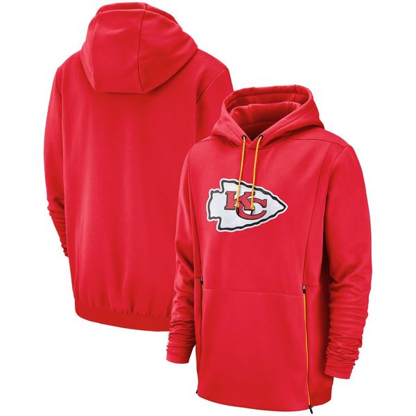 

2019 New Men Kansas City Sweatshirt Chiefs Salute to Service Sideline Therma Performance Red Pullover Hoodie
