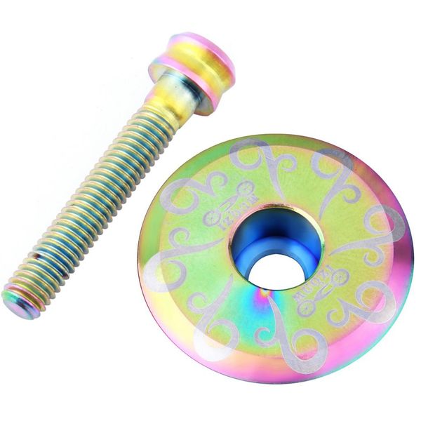 

mountain bike 1 1/8'' stem front fork cap cover w/ bolt rainbow