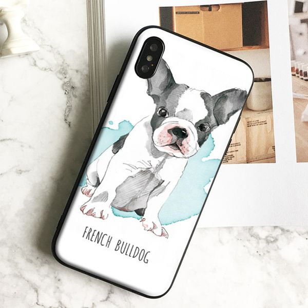 

coque luxury watercolor dog phone case for iphone 11 pro xs max xr 8 7 6s plus 5 se case soft black tpu silicone cover.