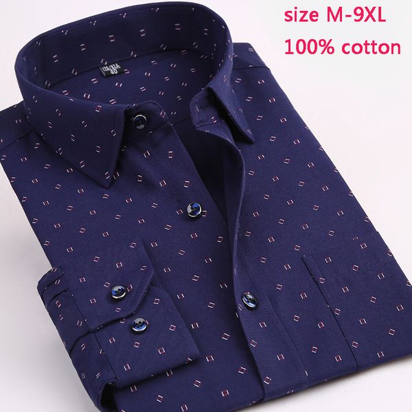 

mens new arrival print 5colors fashion autumn comfortable long sleeve shirts casual 100% cotton plus size -8xl9xl, White;black