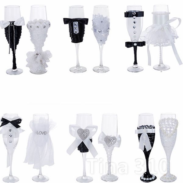 2019 Fashion Crystal Champagne Glass Wedding Toast Glass Bouquet