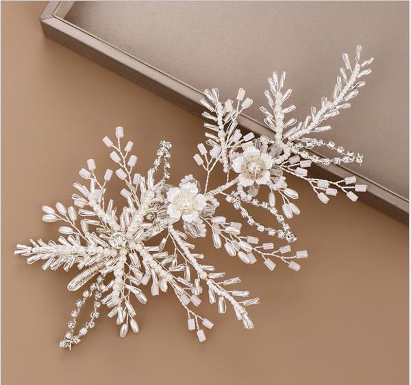 

bridal jewelry new crystal hair band hand-woven leaf headdress, Silver