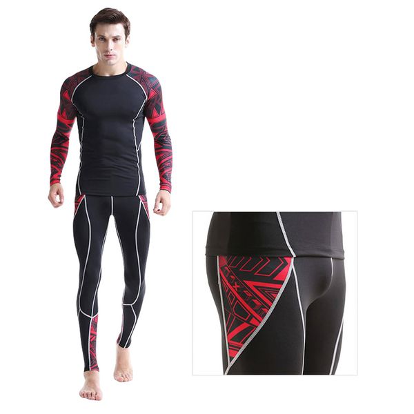 

men's thermal underwear riding apparel cycling base layer men cycle clothing sets men compression sports shirt jogging suits, Black;red