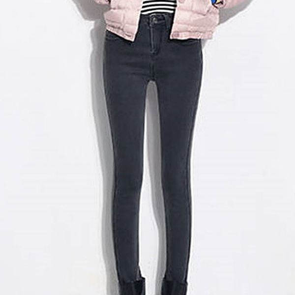 

2019 winter super warm jean for women female high waist skinny thick trousers stretch velvet denim pant streetwear plus size, Blue