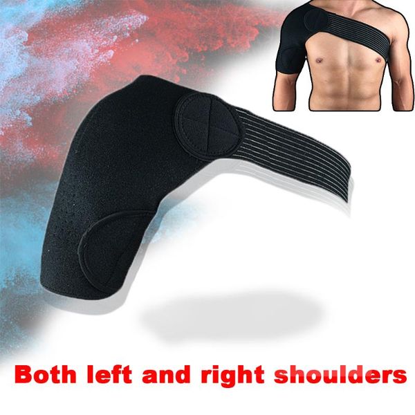 

breathable seamless sewing shoulder support sports single shoulder protector brace strap belt for pain sprains right le, Black;blue