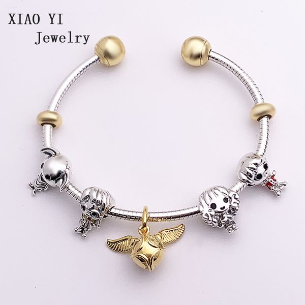 

xiaoyi new 2019 winter series christmas school friendship friends gold opening bracelet romantic ornaments original s925 silver, Golden;silver