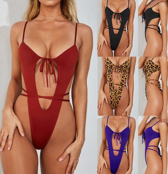 

горячие 4 цвета купальники женщины 2019 one piece костюмы сексуальные бинты купания полые, White;black